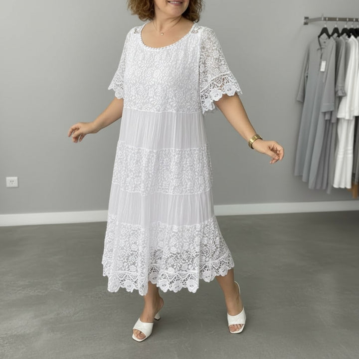 Georgette — Robe Dentelle Femme Longue Manche Volant Brodée, Nelly Boutique — image 2