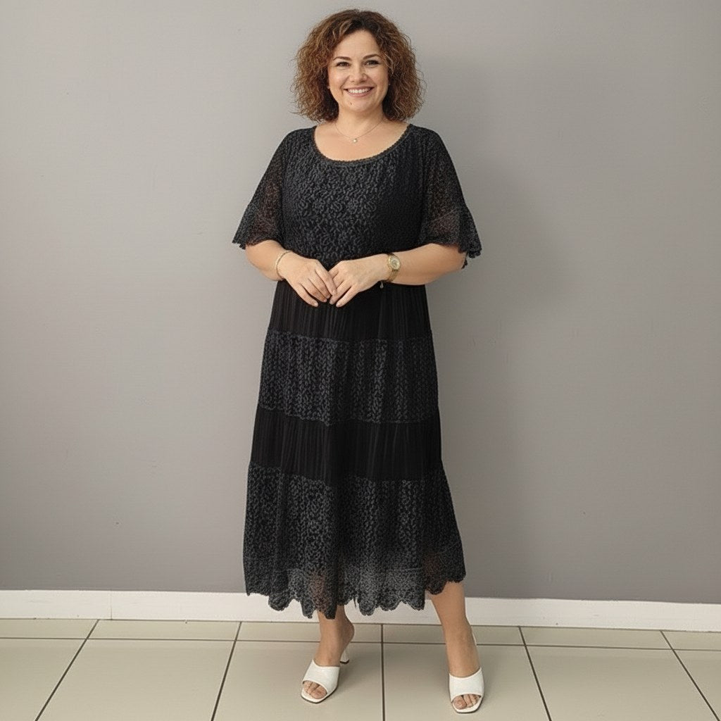 Georgette — Robe Dentelle Femme Longue Manche Volant Brodée, Nelly Boutique — image 6