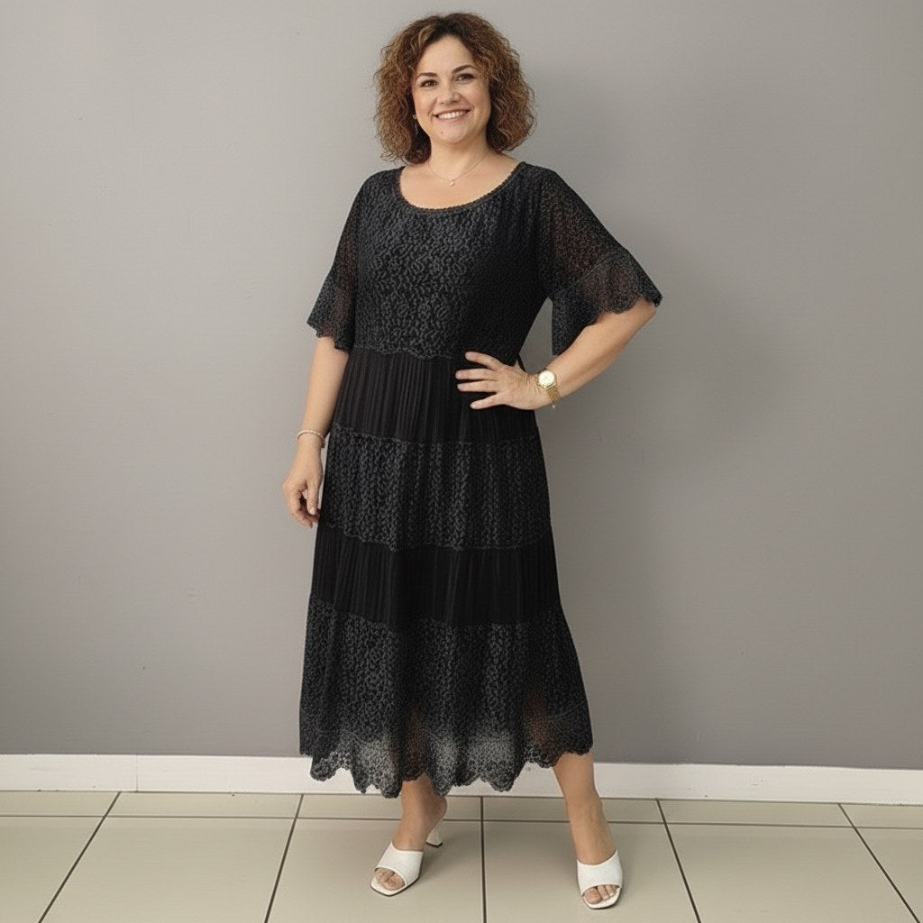 Georgette — Robe Dentelle Femme Longue Manche Volant Brodée, Nelly Boutique — image 7
