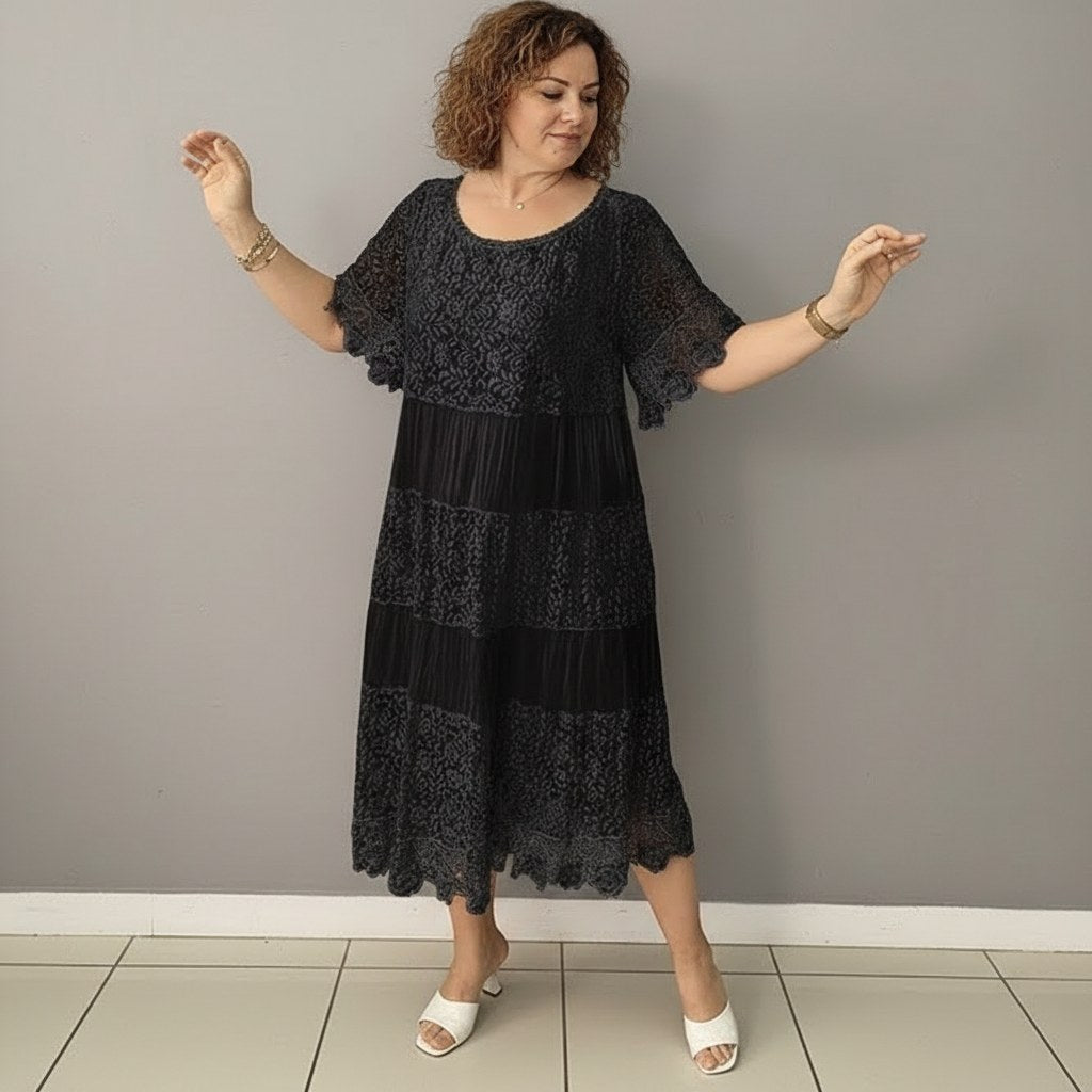 Georgette — Robe Dentelle Femme Longue Manche Volant Brodée, Nelly Boutique — image 8