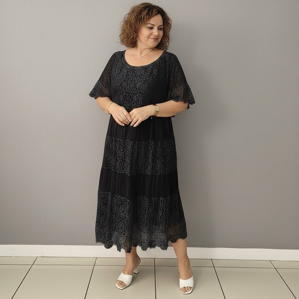 Georgette — Robe Dentelle Femme Longue Manche Volant Brodée, Nelly Boutique — image 9