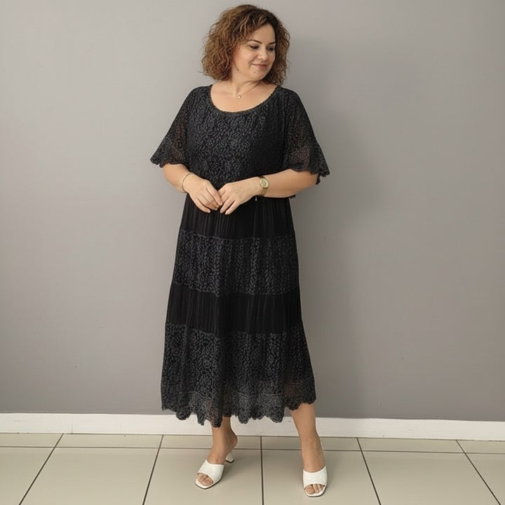 Georgette — Robe Dentelle Femme Longue Manche Volant Brodée, Nelly Boutique — image 9