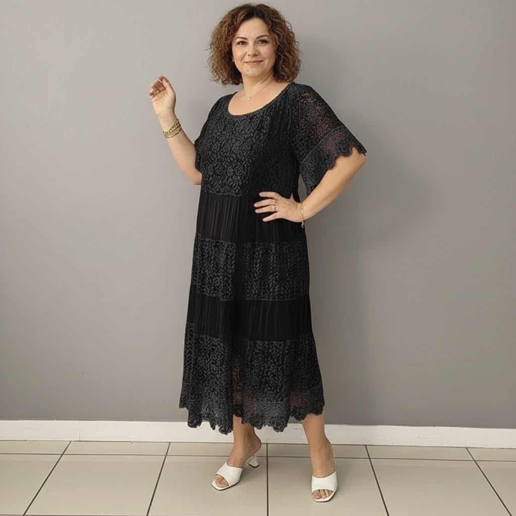 Georgette — Robe Dentelle Femme Longue Manche Volant Brodée, Nelly Boutique — image 10