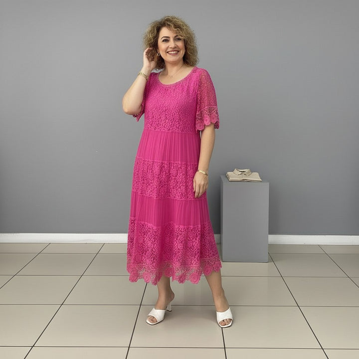 Georgette — Robe Dentelle Femme Longue Manche Volant Brodée, Nelly Boutique — image 11