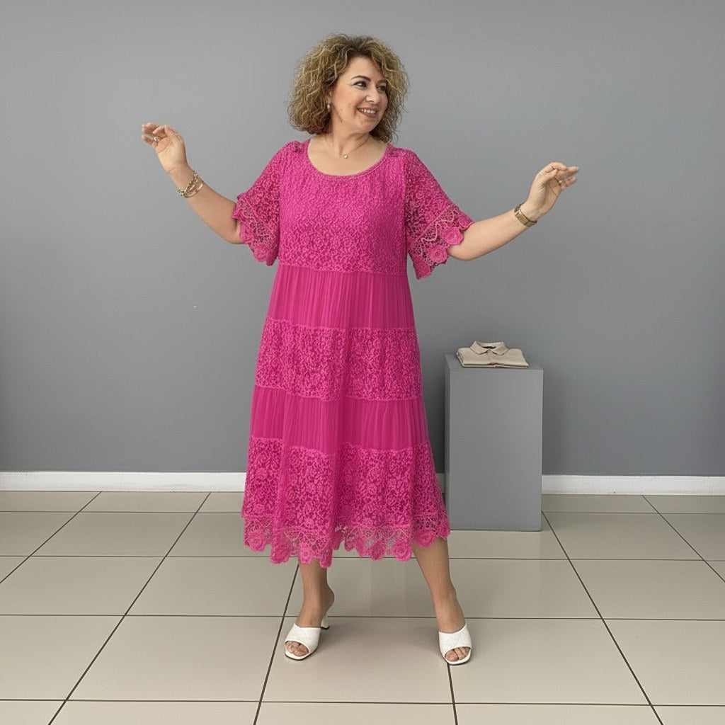 Georgette — Robe Dentelle Femme Longue Manche Volant Brodée, Nelly Boutique — image 12