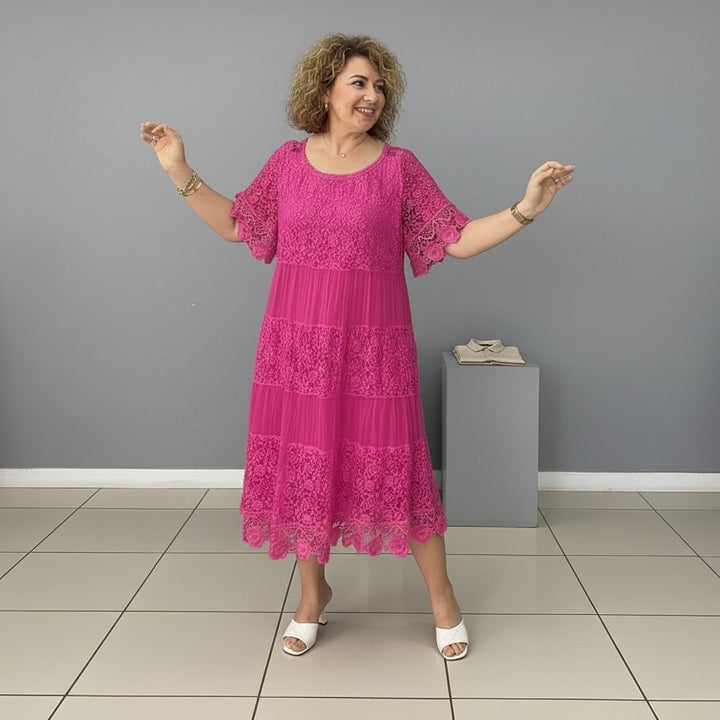 Georgette — Robe Dentelle Femme Longue Manche Volant Brodée, Nelly Boutique — image 12