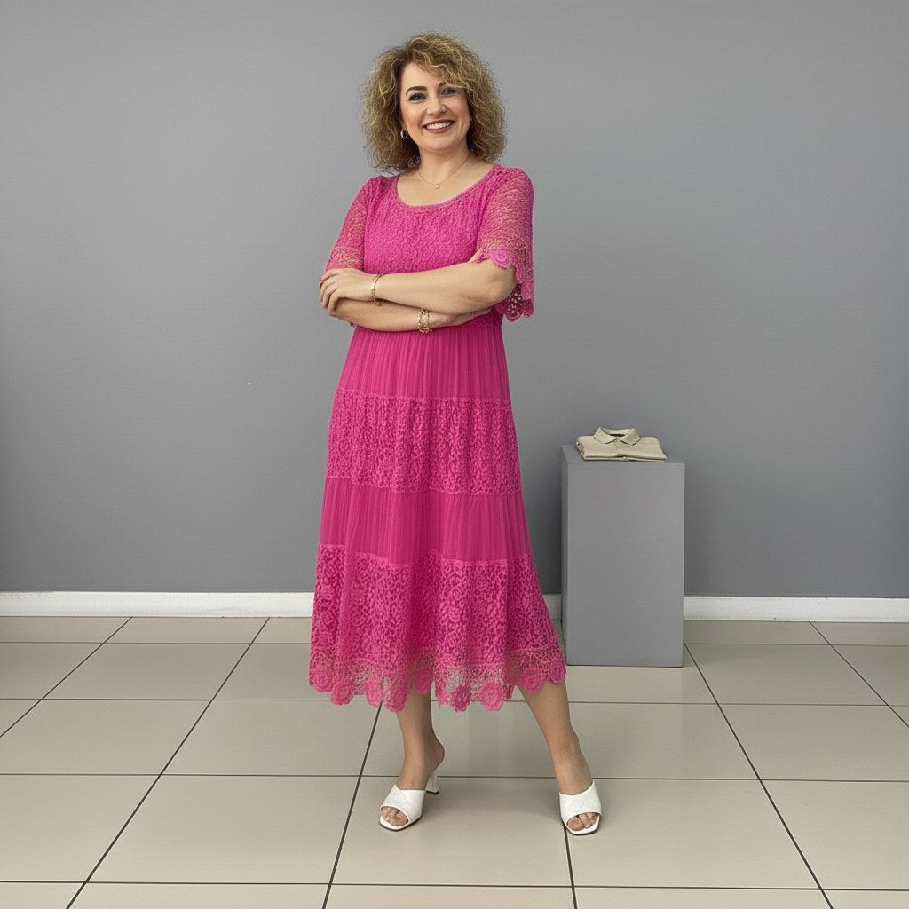 Georgette — Robe Dentelle Femme Longue Manche Volant Brodée, Nelly Boutique — image 14