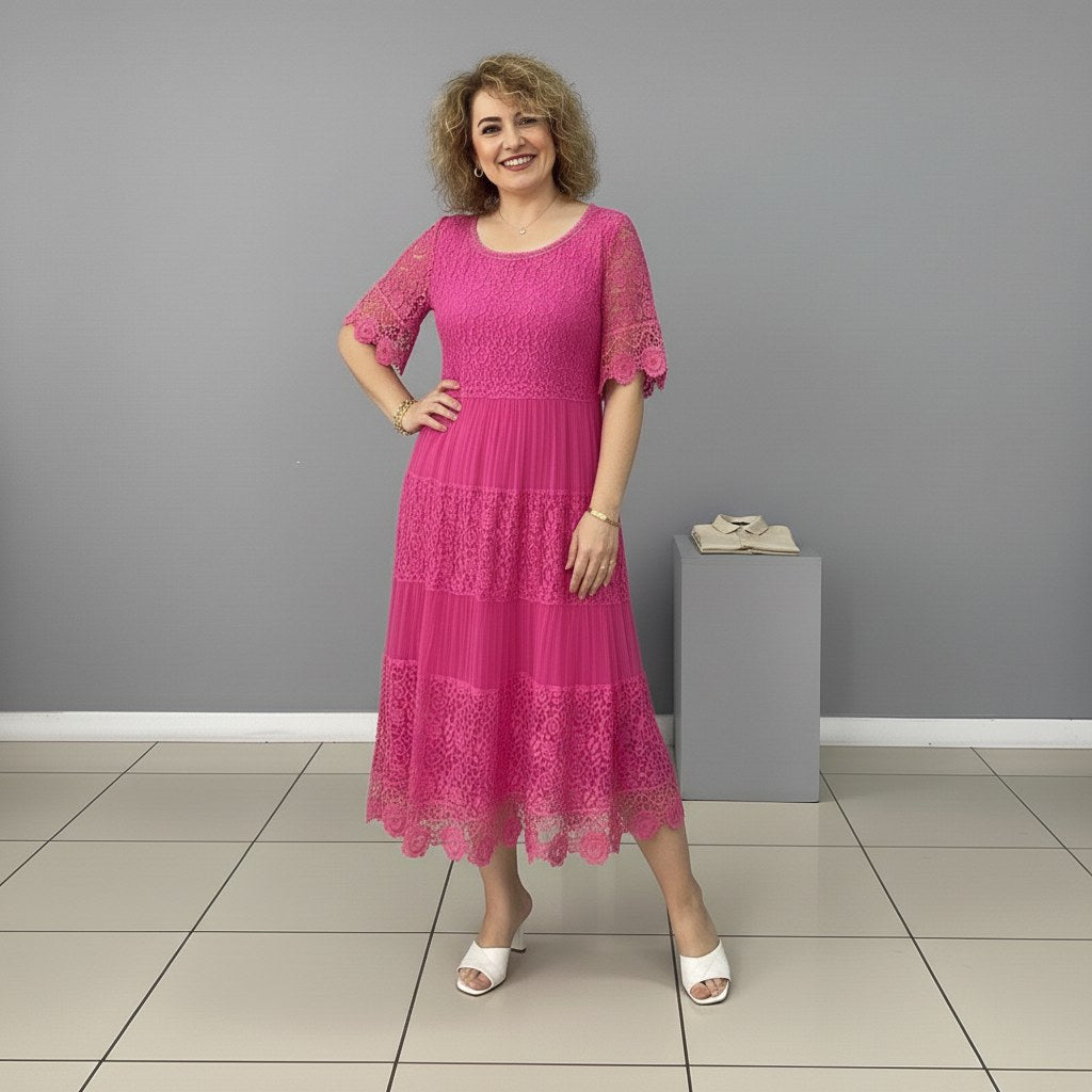 Georgette — Robe Dentelle Femme Longue Manche Volant Brodée, Nelly Boutique — image 15