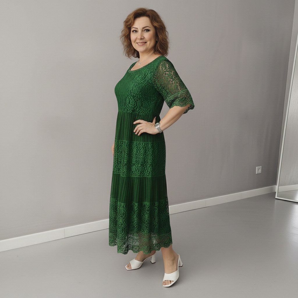 Georgette — Robe Dentelle Femme Longue Manche Volant Brodée, Nelly Boutique — image 19