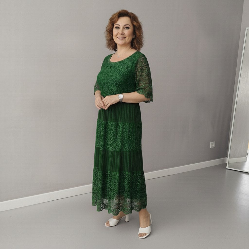 Georgette — Robe Dentelle Femme Longue Manche Volant Brodée, Nelly Boutique — image 20