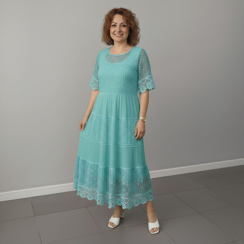 Georgette — Robe Dentelle Femme Longue Manche Volant Brodée, Nelly Boutique — image 21