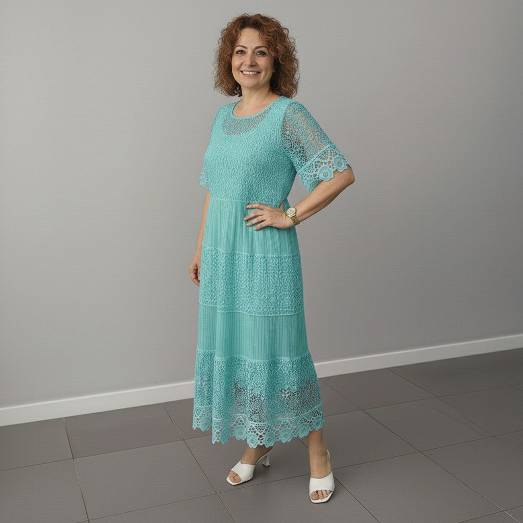 Georgette — Robe Dentelle Femme Longue Manche Volant Brodée, Nelly Boutique — image 22