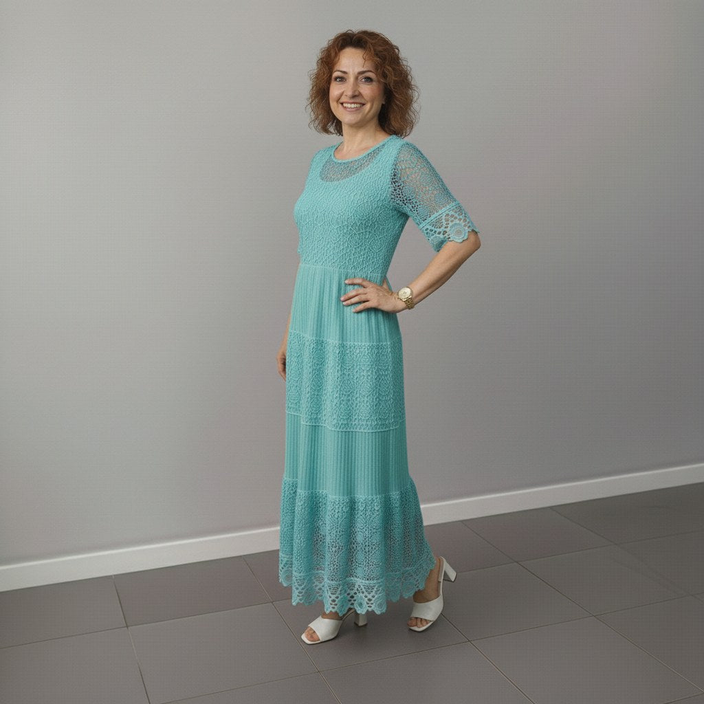 Georgette — Robe Dentelle Femme Longue Manche Volant Brodée, Nelly Boutique — image 25