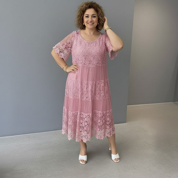 Georgette — Robe Dentelle Femme Longue Manche Volant Brodée, Nelly Boutique — image 26
