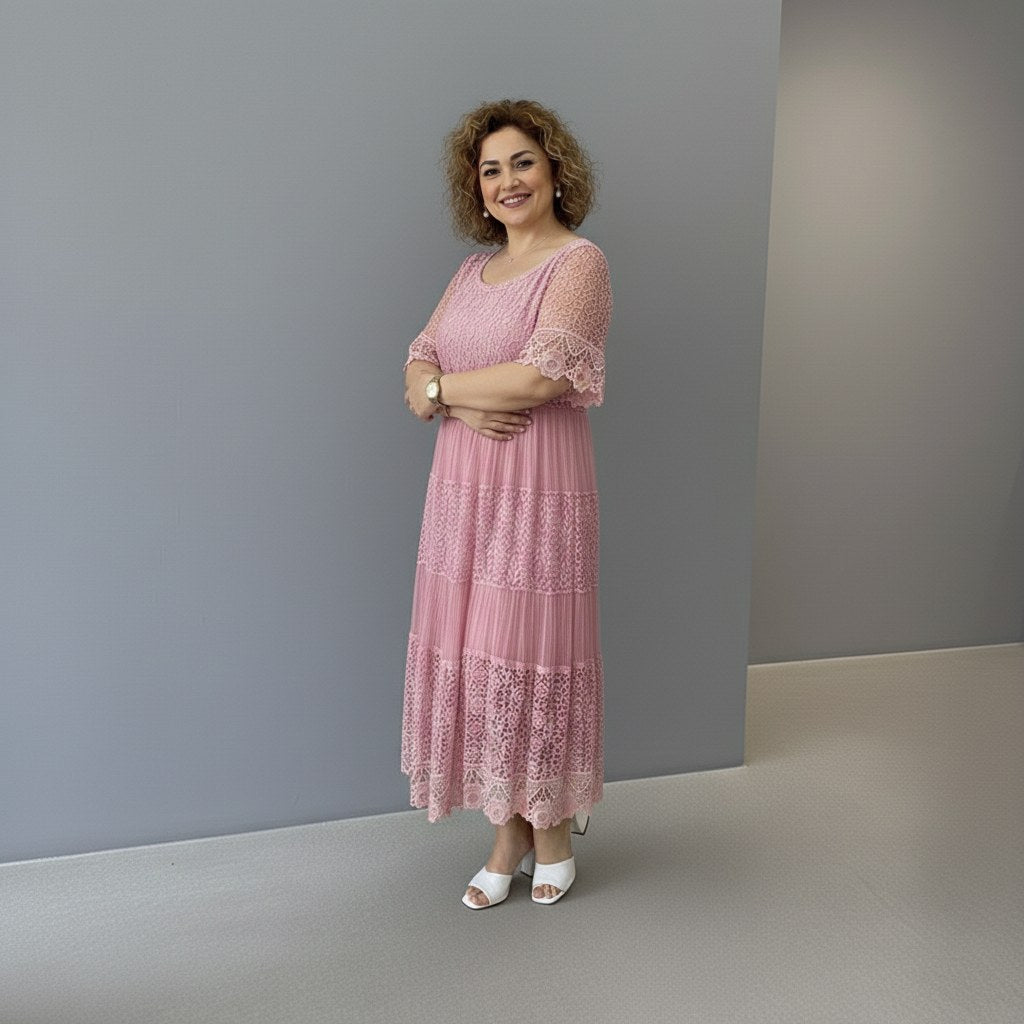 Georgette — Robe Dentelle Femme Longue Manche Volant Brodée, Nelly Boutique — image 28