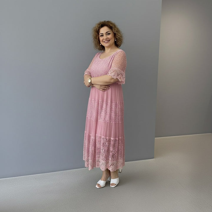 Georgette — Robe Dentelle Femme Longue Manche Volant Brodée, Nelly Boutique — image 28