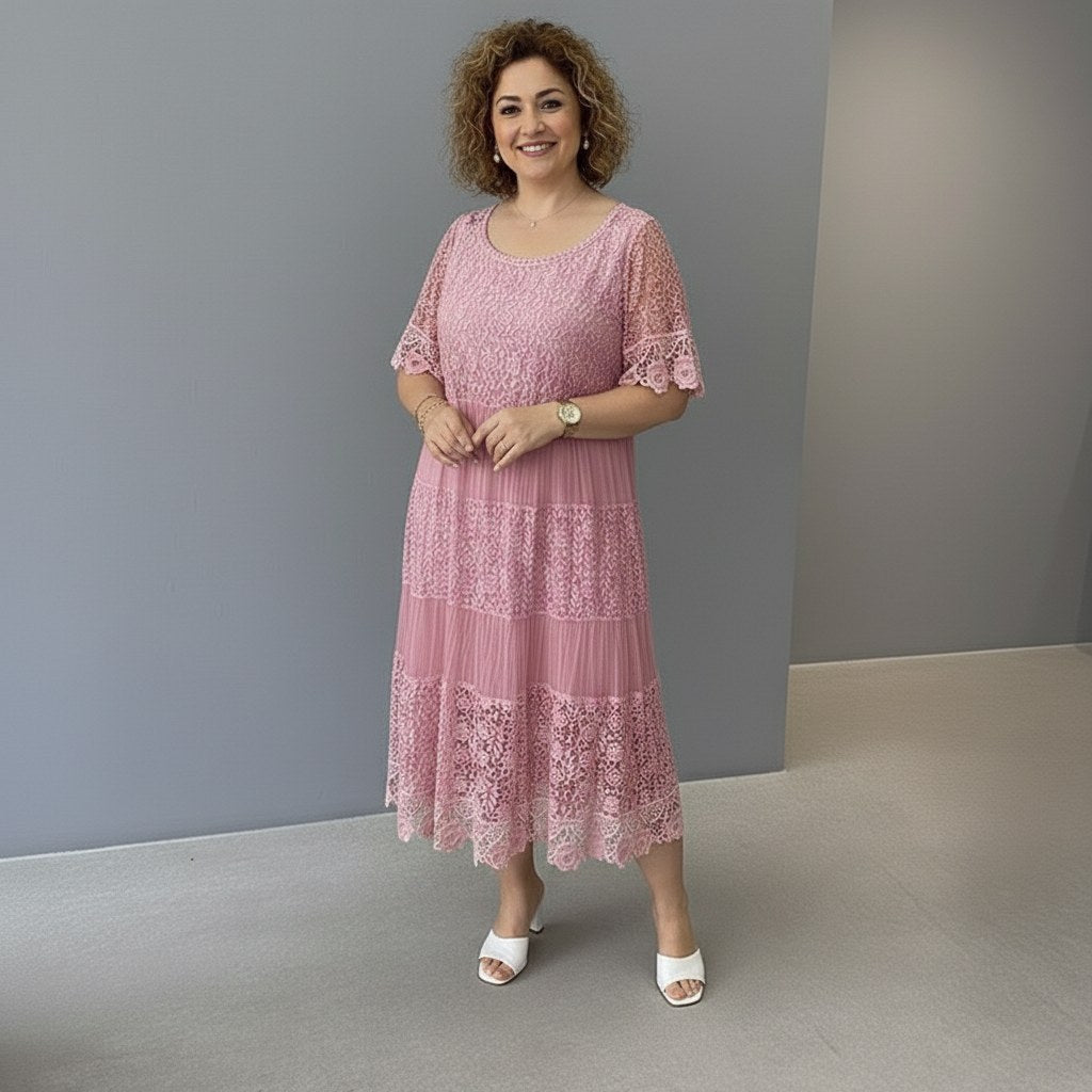 Georgette — Robe Dentelle Femme Longue Manche Volant Brodée, Nelly Boutique — image 29