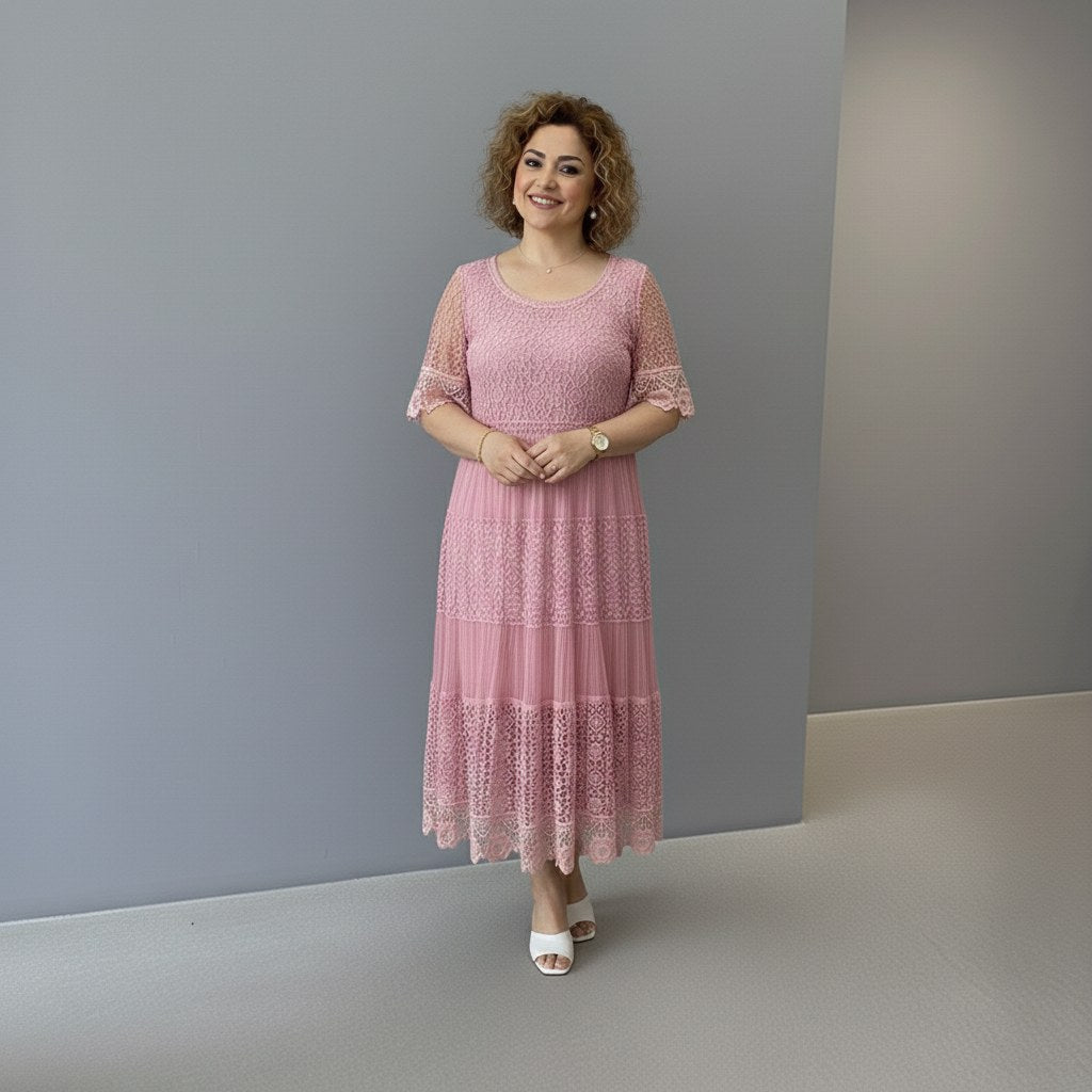 Georgette — Robe Dentelle Femme Longue Manche Volant Brodée, Nelly Boutique — image 30