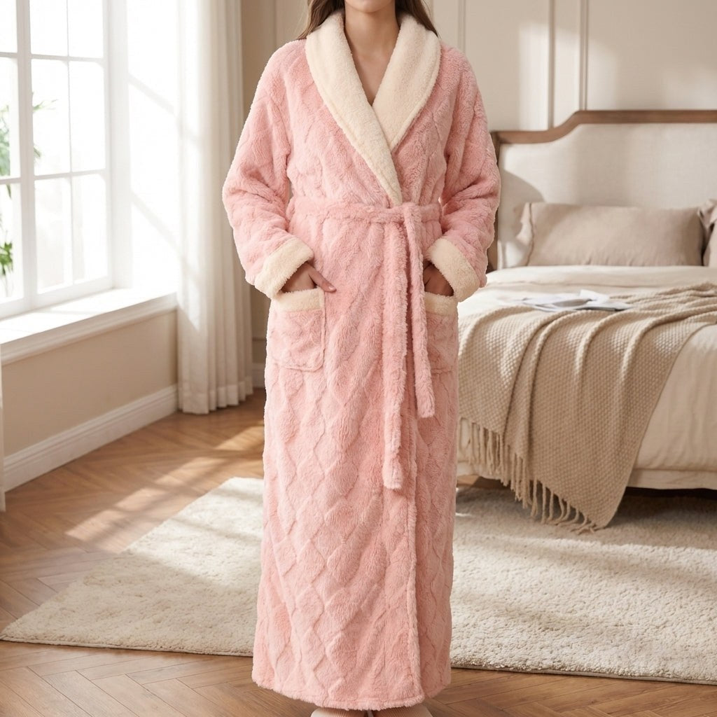 Ghislaine — Chaude Robe de Chambre Femme Longue en Polaire à Ceinture, Nelly Boutique — image 1