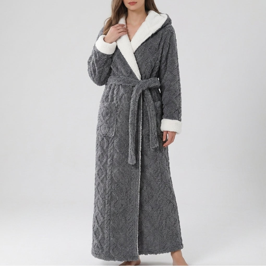Ghislaine — Chaude Robe de Chambre Femme Longue en Polaire à Ceinture, Nelly Boutique — image 4