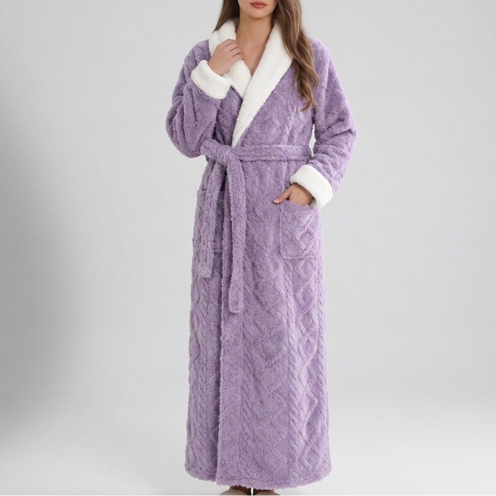 Ghislaine — Chaude Robe de Chambre Femme Longue en Polaire à Ceinture, Nelly Boutique — image 5
