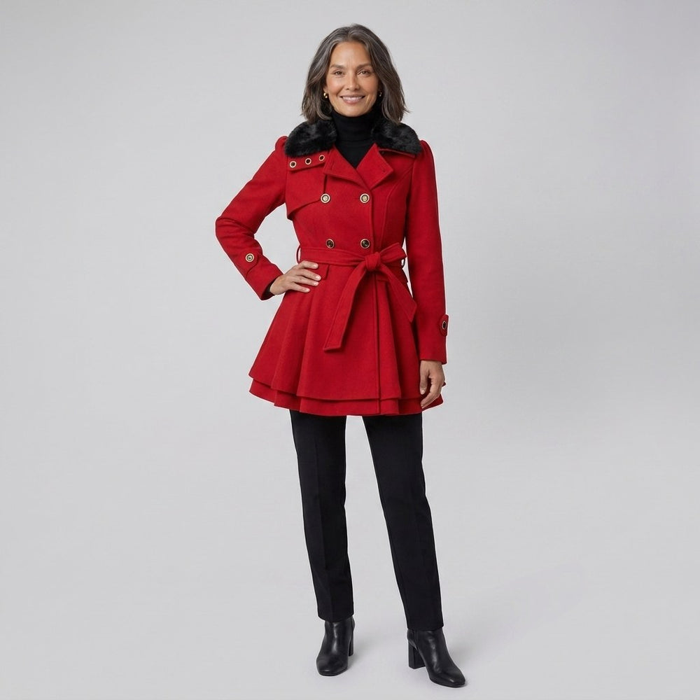 Hélène — Manteau Hiver Femme Ceinturé Col Fausse Fourrure, Nelly Boutique — image 2