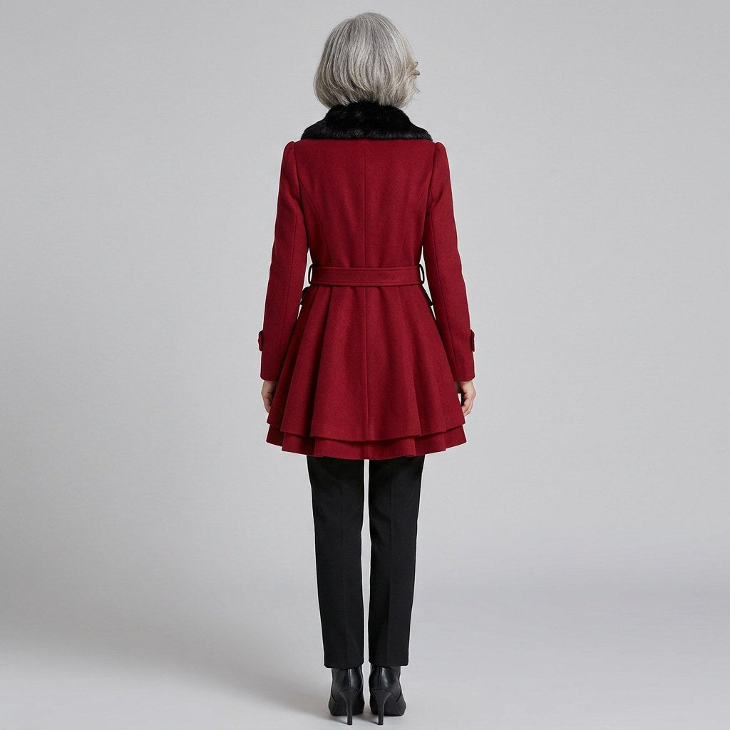 Hélène — Manteau Hiver Femme Ceinturé Col Fausse Fourrure, Nelly Boutique — image 4