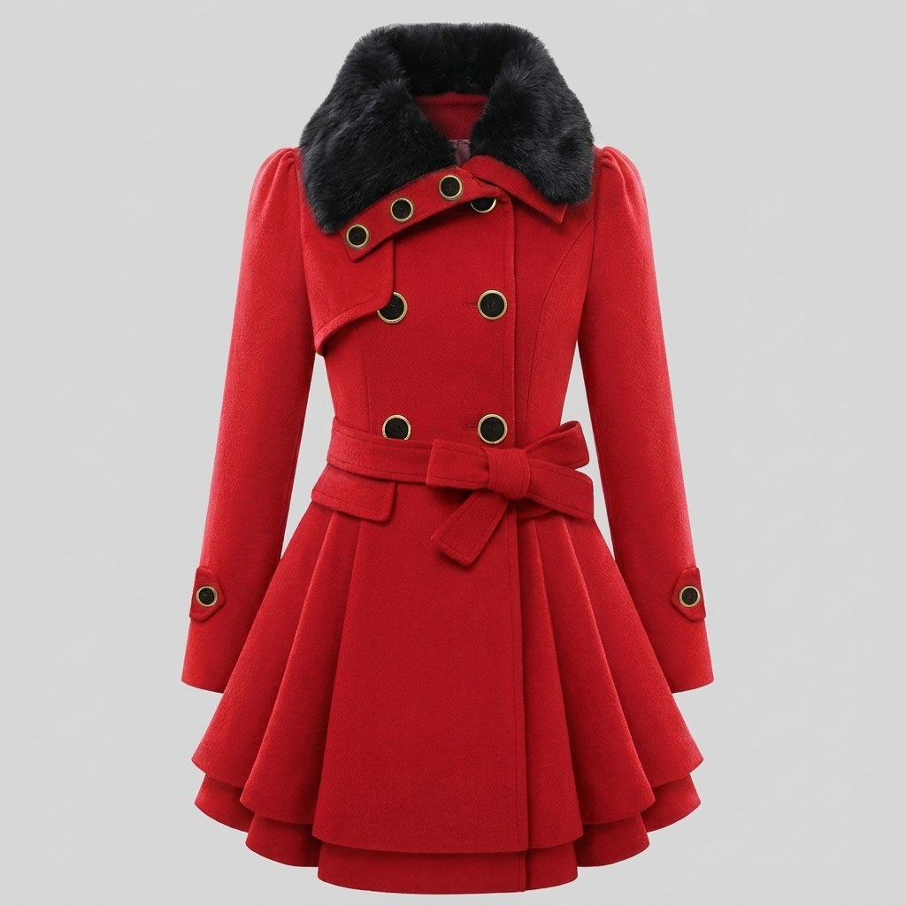 Hélène — Manteau Hiver Femme Ceinturé Col Fausse Fourrure, Nelly Boutique — image 5