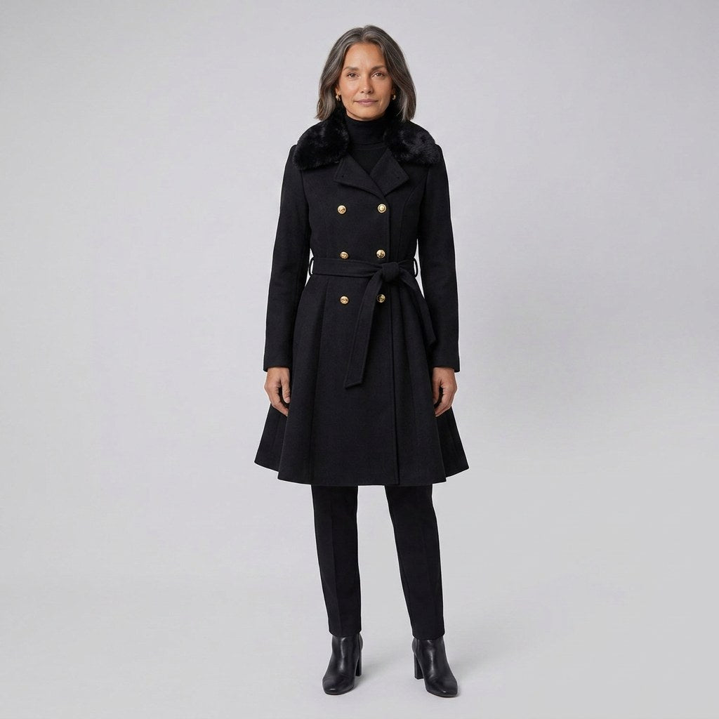 Hélène — Manteau Hiver Femme Ceinturé Col Fausse Fourrure, Nelly Boutique — image 10