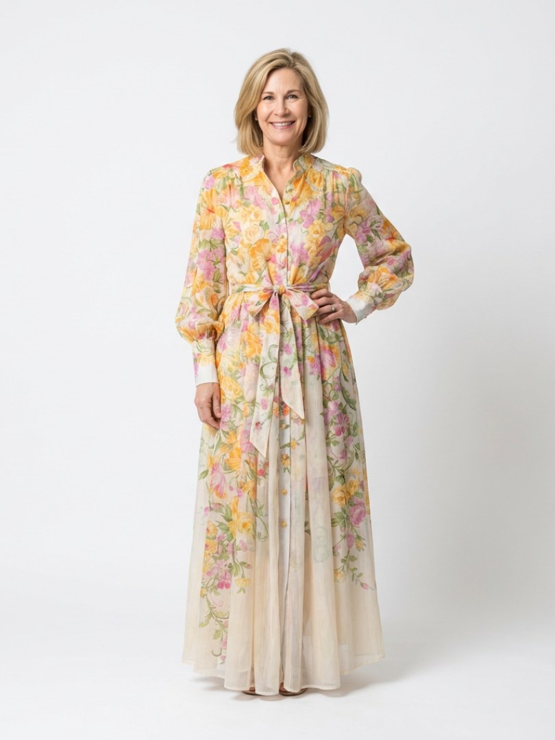 Hortense — Robe Chemise Femme Manche Longue Fleurie Ceinturée, Nelly Boutique — image 1