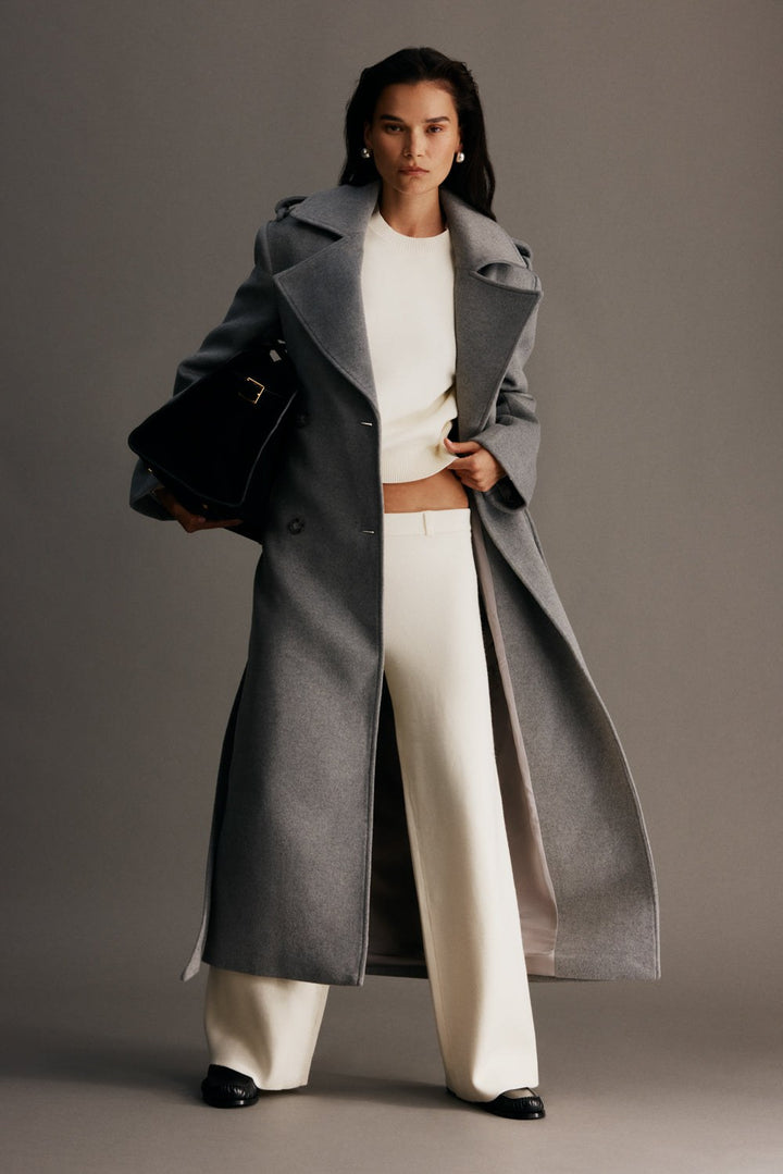 Inès — Manteau Gris Femme Laine Long Croisé, Nelly Boutique — image 1