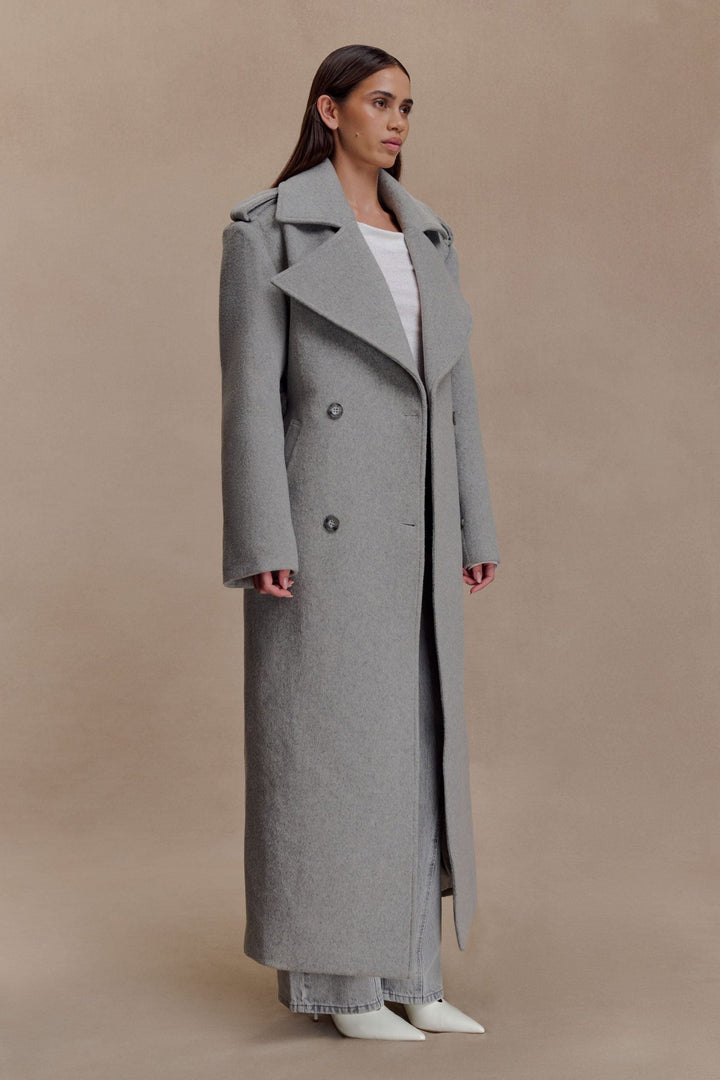 Inès — Manteau Gris Femme Laine Long Croisé, Nelly Boutique — image 5
