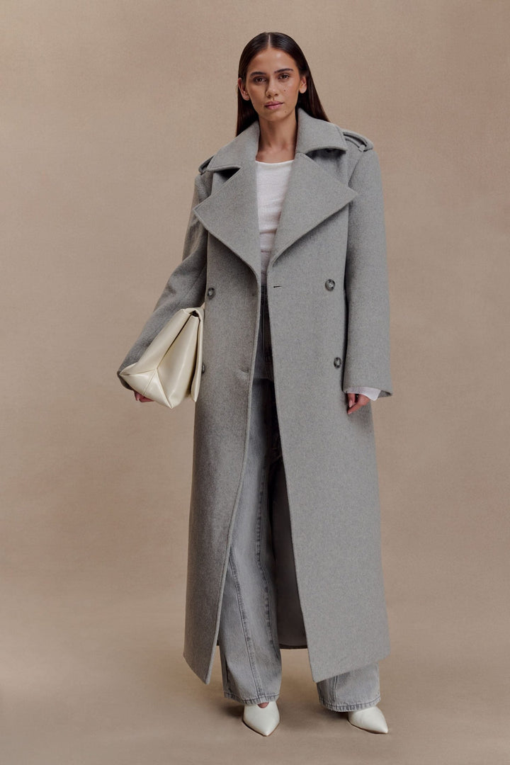 Inès — Manteau Gris Femme Laine Long Croisé, Nelly Boutique — image 6