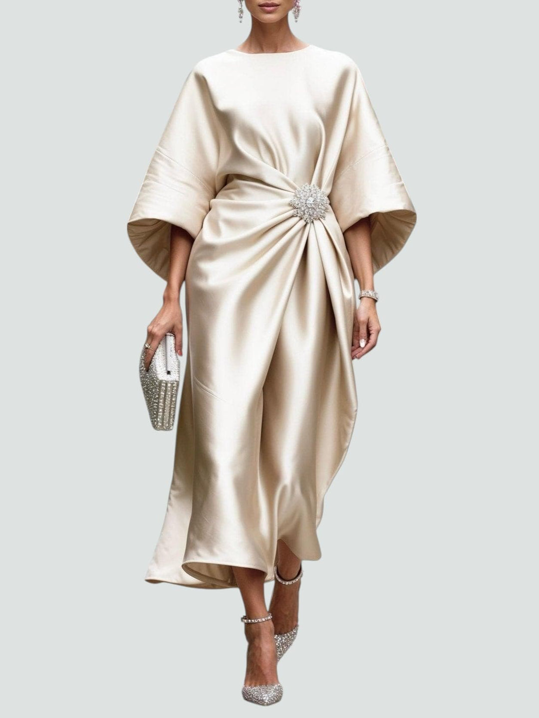 Ludivine — Robe de Soirée Femme Longue Drapée Bijou, Nelly Boutique — image 2