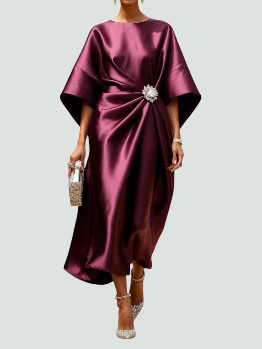 Ludivine — Robe de Soirée Femme Longue Drapée Bijou, Nelly Boutique — image 4