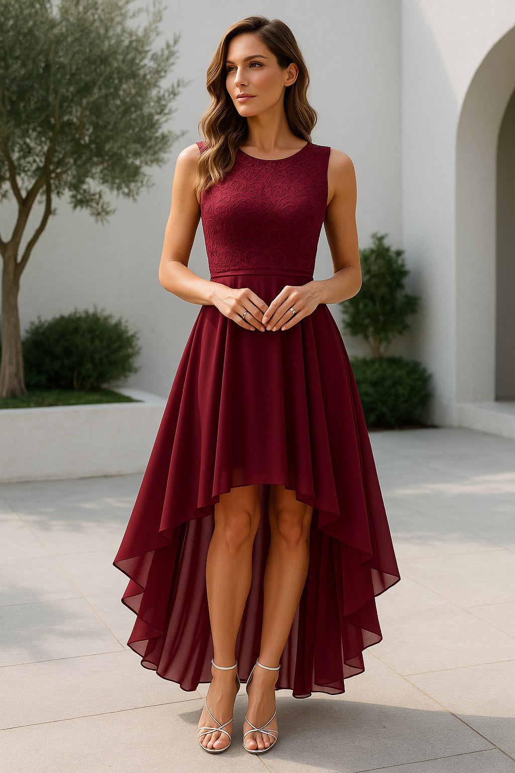 Manon — Robe de Soirée Femme Asymétrique Dentelle, Nelly Boutique — image 1