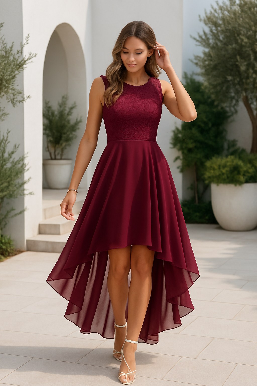 Manon — Robe de Soirée Femme Asymétrique Dentelle, Nelly Boutique — image 2