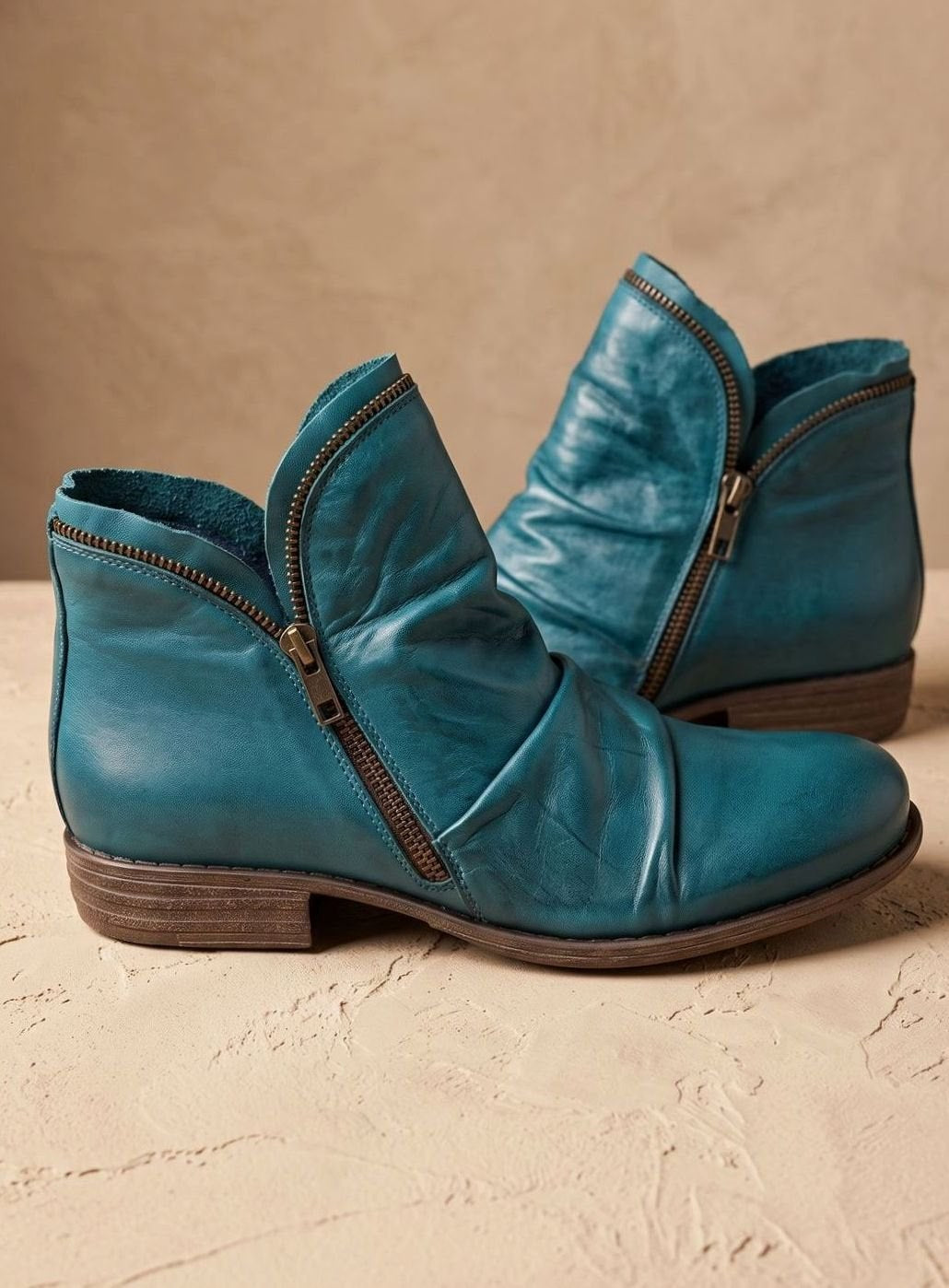 Marceline — Bottines Cuir Femme Zip Froncée Talon Bas, Nelly Boutique — image 1