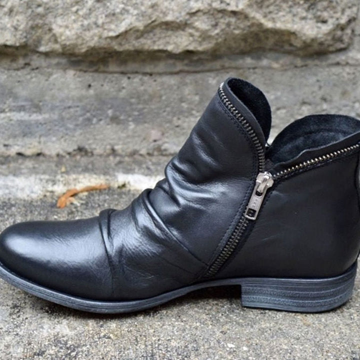 Marceline — Bottines Cuir Femme Zip Froncée Talon Bas, Nelly Boutique — image 2