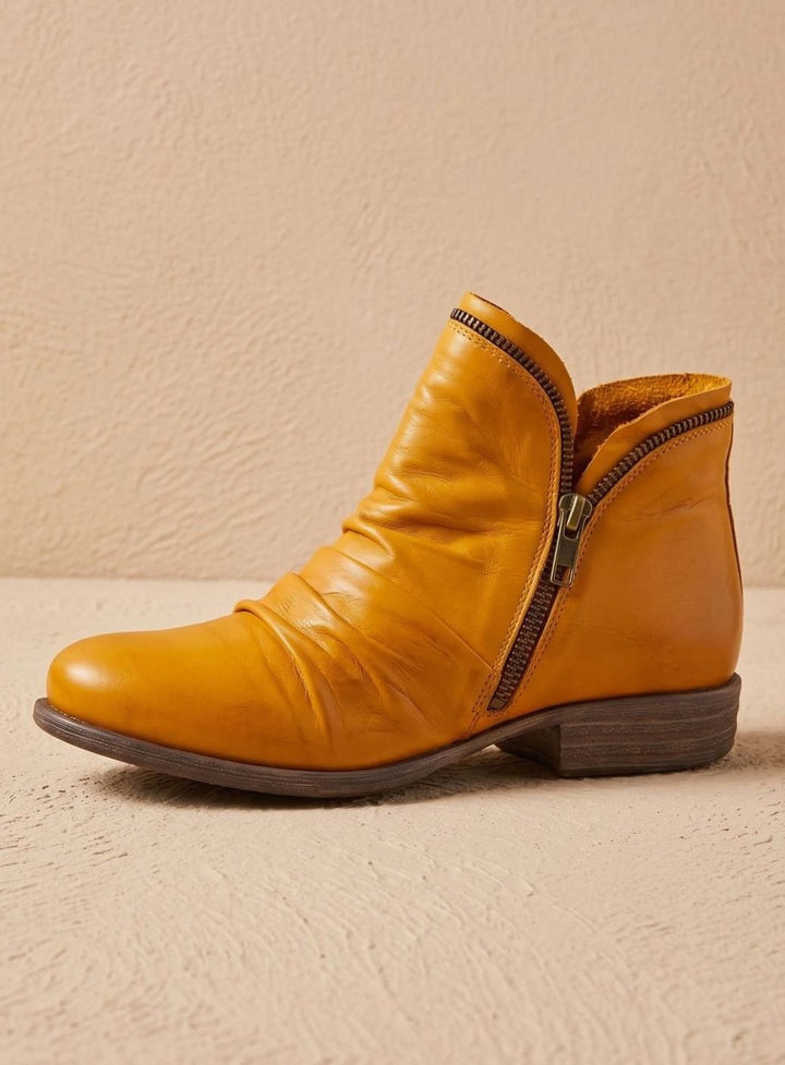 Marceline — Bottines Cuir Femme Zip Froncée Talon Bas, Nelly Boutique — image 3