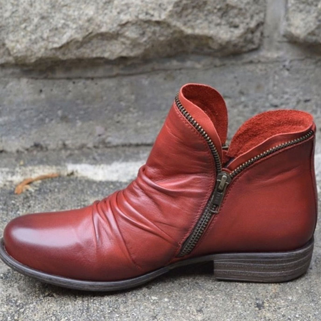 Marceline — Bottines Cuir Femme Zip Froncée Talon Bas, Nelly Boutique — image 4