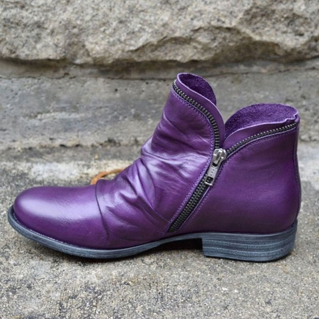 Marceline — Bottines Cuir Femme Zip Froncée Talon Bas, Nelly Boutique — image 5