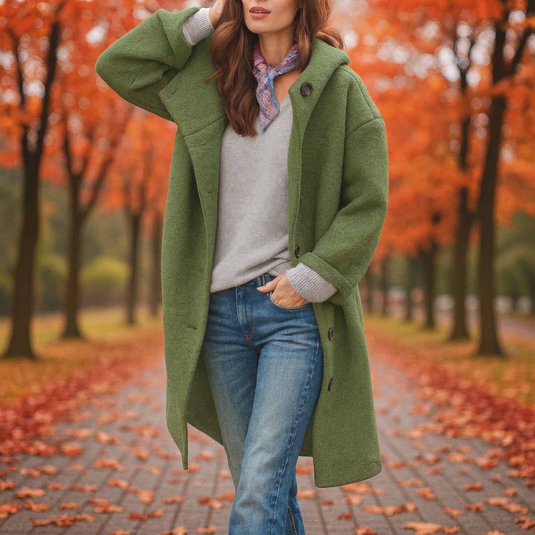 Marguerite — Manteau Oversize Femme Laine à Capuche Boutonné, Nelly Boutique — image 1