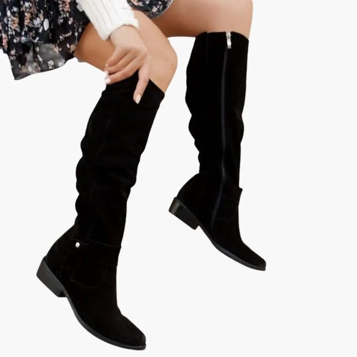 Nadège — Bottes Plates Femme Hautes Zip Talon Bas, Nelly Boutique — image 8