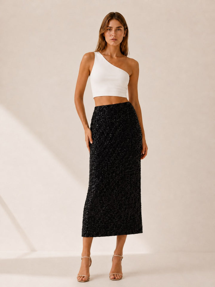 Noélie — Jupe à Paillette Femme Longue Fendue Taille Haute, Nelly Boutique — image 9