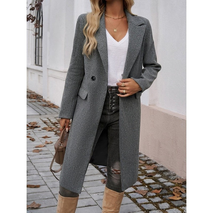 Ombeline — Manteau Long Femme Revers Larges Poches Droit, Nelly Boutique — image 1