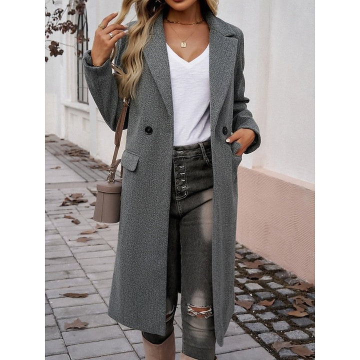 Ombeline — Manteau Long Femme Revers Larges Poches Droit, Nelly Boutique — image 3