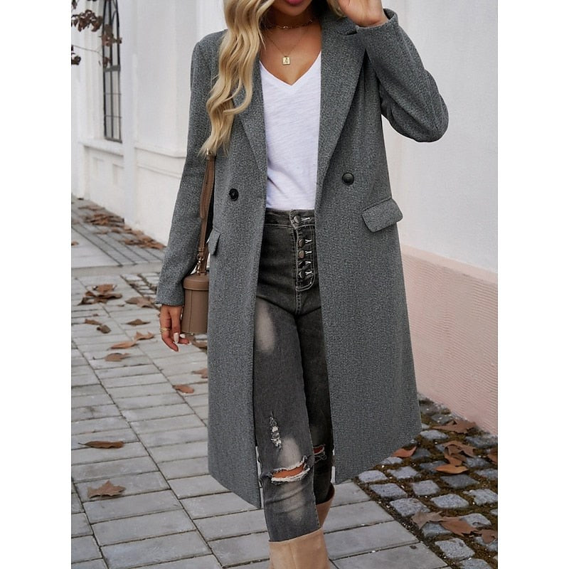 Ombeline — Manteau Long Femme Revers Larges Poches Droit, Nelly Boutique — image 4