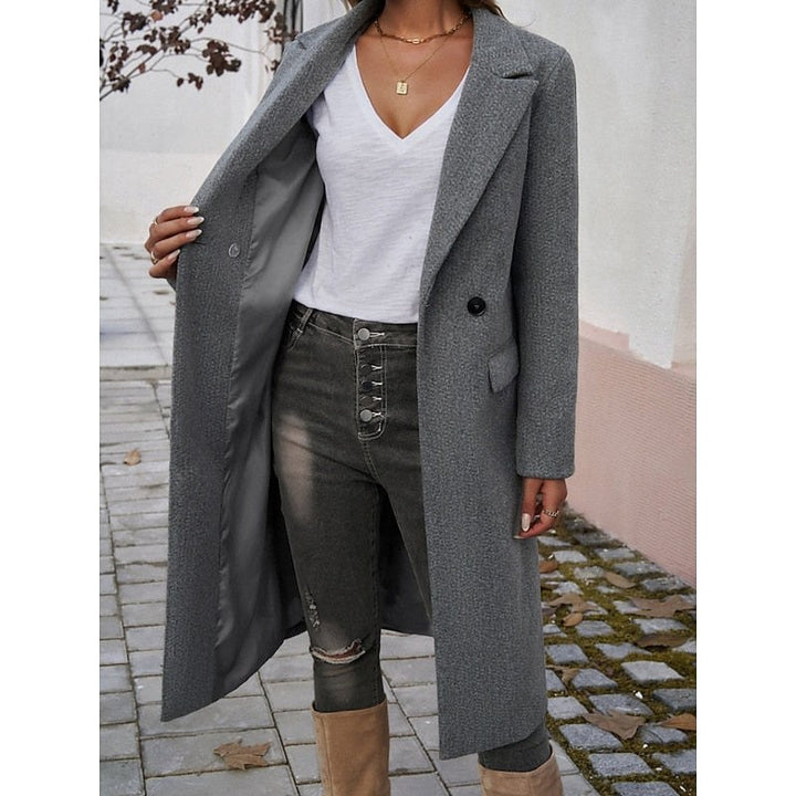 Ombeline — Manteau Long Femme Revers Larges Poches Droit, Nelly Boutique — image 5