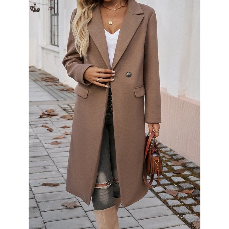 Ombeline — Manteau Long Femme Revers Larges Poches Droit, Nelly Boutique — image 8